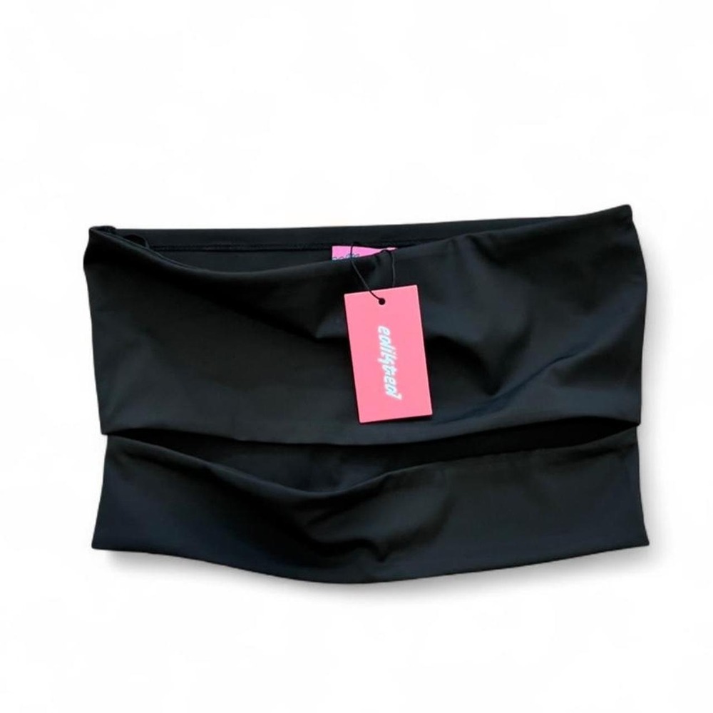 Edikted Black Strapless Tube Top Crop Top Cut Out Size Large Going Out NWT